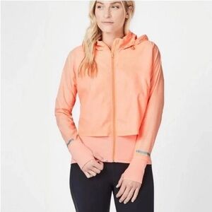 Sweaty Betty Fast Track Running Jacket Layered Hooded Peach Women's Size XL